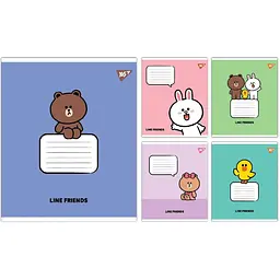 Зошит учнівський "Line Friends Stylish" Yes 767647 12 аркушів 1 шт. в асортименті