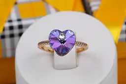 Кільце Xuping Jewelry сердечко Сваровскі фіолетове хамелеон р 18 золотисте