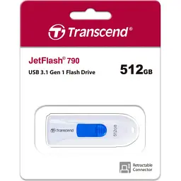 USB флеш накопичувач Transcend 512GB JetFlash 790 White USB 3.1 (TS512GJF790W) - мініатюра 5