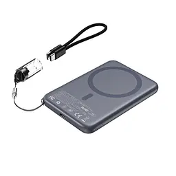 Повербанк 5000mAh Choetech B861 Grey 20W QC3.0 PD3.0 бездротова магнітна зарядка MagSafe (43-00167) - мініатюра 2