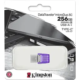 Флеш-накопичувач Kingston DT Duo 3C 256GB 200MB/s dual USB-A + USB-C (DTDUO3CG3/256GB) - мініатюра 3