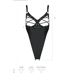 Боді з екошкіри Passion CELIN BODY S/M, black, з доступом, відкритий - мініатюра 7