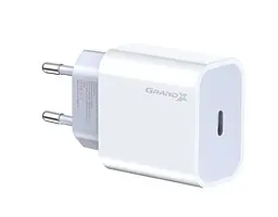 Зарядний пристрій Grand-X (1xUSB-C 20W) QC4.0, PD 3.0, FCP, AFC White (CH-770)