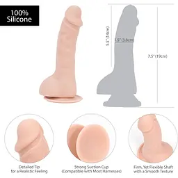 Фалоімітатор Addiction - Brad 7.5 Dildo With Balls, Beige - мініатюра 5
