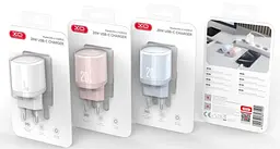 Сітчасте зарядне пристрій XO L143 single USB-C 20W 3A Розовий - мініатюра 3