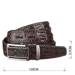 Ремінь-автомат з натуральної шкіри крокодила коричневий CROCODILE LEATHER 18171 120 см - мініатюра 4