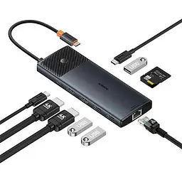 Перехідник HUB Baseus Metal Gleam II OS 10in1 Dual Display (B00061800123-01) Cosmic Black - мініатюра 4