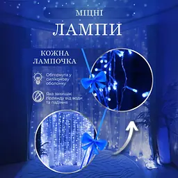 Гірлянда-штора GarlandoPro світлодіодна 64 LED розмір 1,5x1,5 м, синій (ZWM2160LEDBL) - мініатюра 4