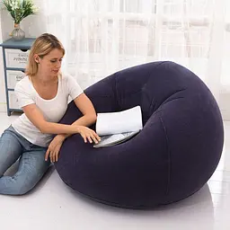 Надувне крісло-пуф Inflatable Sofa / Надувне крісло-мішок 110х110х85 см Темно-синій - мініатюра 4