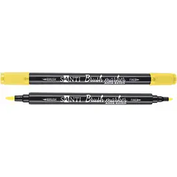 Маркер акварельний Santi Brush Marker SWB-02 жовтий двосторонній 6 шт. (391058)