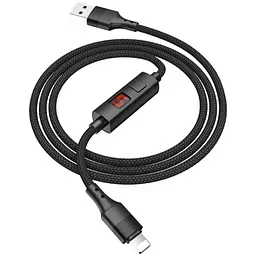 USB Cable Hoco S13 Central control Lightning Black 1m (with display timer) - мініатюра 3
