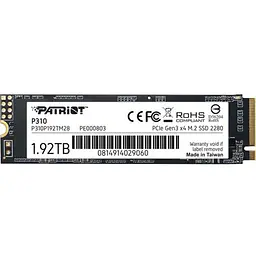 Накопичувач SSD 1.92TB Patriot P310 M.2 2280 PCIe NVMe 3.0 x4 TLC (P310P192TM28)