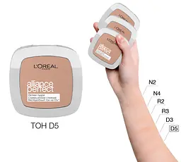 Компактна пудра для обличчя L’Oréal Paris Alliance Perfect, відтінок D5 Бежево-золотистий, 9 г (A8574205) - мініатюра 3