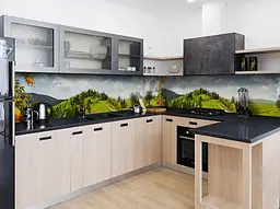 Вініловий кухонний фартух Мандариновий гай наклейка для кухні ПВХ пагорби Природа Зелений Happy Pocket Z181410 - мініатюра 3