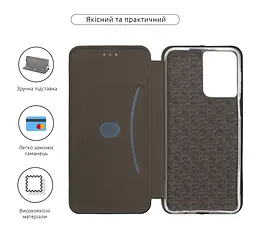 Чехол-книжка для Motorola G55 5G, G-Case, черный, кожаный чехол-книга из экокожи (PU) и TPU, с магнитом, с подставкой и вместительным кардхолдером, противоударный, защита всего корпуса, ArmorStandart (ARM81222) - мініатюра 3