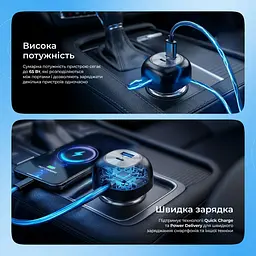 АЗП Proove Pulsar 65W (Type-C + USB) + Retractable Type-C Cable - мініатюра 8