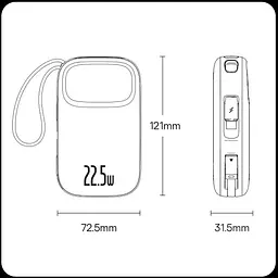 Зовнішній акумулятор Baseus EnerFill FC31 with 2 Built-in Cables 20000mAh 22.5W чорний - мініатюра 5