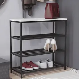 Полиця для взуття Слайм 3 Ferrum-decor 635x630x260 Чорний метал ДСП Білий 16 мм (FRD-105156)