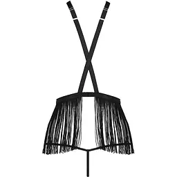 Комплект білизни Passion Exclusive INDRA SET OpenBra Black XXL/XXXL: стрінги, портупея з бахромою - мініатюра 6