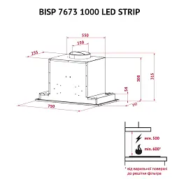 Витяжка повнобудована Perfelli BISP 7673 WH 1000 LED Strip - мініатюра 9