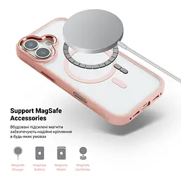 Чехол Apple iPhone 17, Unit MagSafe, розовый, прозрачный, магсейф, противоударный, магнитный, панель-накладка с поддержкой MagSafe, с поддержкой беспроводной зарядки, TPU+PC, защита всего корпуса, ударопрочный, ArmorStandart (ARM86288) - мініатюра 4