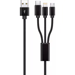 Кабель Proove Triple Connection 3 in 1 USB-A to USB-C/Lightning/Micro-USB 3A 1.2m Black (CCTC20001501) [131034]