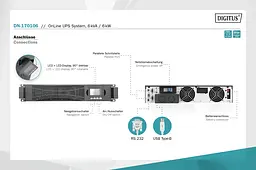 Digitus Силовий блок Power Module, 6kVA/6kW, LCD, Hardwire In/Out, RS232, USB, Rack/Tower - мініатюра 5