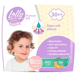 Подгузники Lolly Premium Soft 6 (16+ кг), 30 шт.