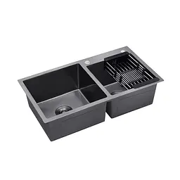 Кухонна мийка Kroner KRP Schwarze - 7843ZHM PVD (3,0/1,0 мм) (CV022797) - мініатюра 3