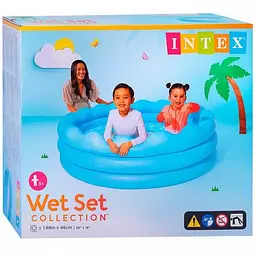 Басейн дитячий надувний круглий Intex Waves 168×46 см об'єм 575 л блакитний сімейний басейн від 3 років - мініатюра 8