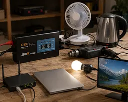 Перетворювач AC / DC 2600 W AX Sine з чистим синусом / Перетворювач напруги з чистим синусом, дисплеєм та виходами: 3 x USB, 1 x Type-C / Інвертор автомобільний - мініатюра 2