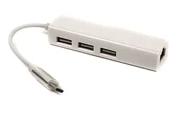 Перехідник PowerPlant USB 3.1 Type-C-3 порти USB 2.0 + Ethernet