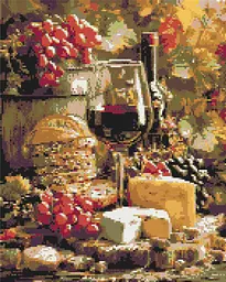 Алмазная мозаика/вышивка Натюрморт с сыром и вином 40*50 см Оригами OD 3059-01