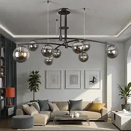 Люстра лофт Levistella 7529827-9 BK+BK з чорними скляними плафонами та цоколем E27 - мініатюра 2