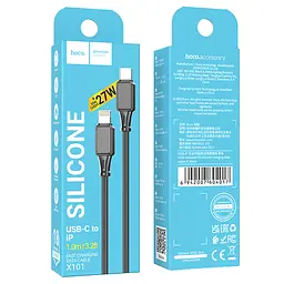 Кабель Hoco X101 Assistant PD silicone charging data cable iP Black - мініатюра 2