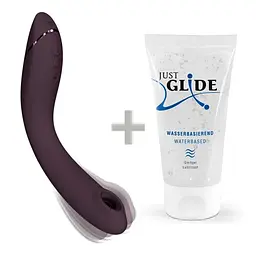 Лубрикант Womanizer OG + 50 мл - Вибратор для точки G c вакуумной стимуляцией, 17.6х3.9 см баклажановый