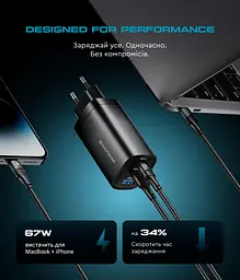 Мережевий зарядний пристрій ArmorStandart Resolute Power ARP-721 67W GaN Black (ARM88384) - мініатюра 6