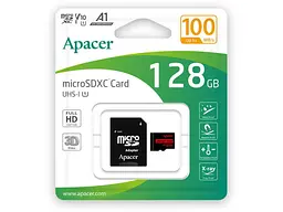 Карта пам'яті Apacer MicroSDHC UHS-I Class 10 + SD adapter 128 GB (AP128GMCSX10UB-R) - мініатюра 2