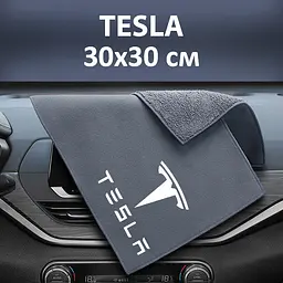 Флісовий рушник для авто з логотипом Tesla 30х30 см