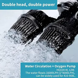 Безшумний циркуляційний насос для акваріума hygger 2*8000 л/ч - мініатюра 4