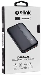 Повербанк 10000mAh портативний зарядний пристрій зовнішній акумулятор 2*USB 2.1A заряджання POWER BANK S-Link IP-G10N чорний - мініатюра 1