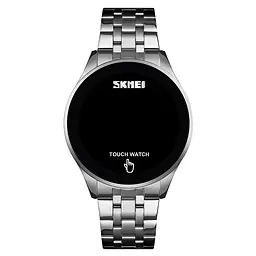 Чоловічий наручний світлодіодний годинник Skmei 1579 light (Сріблястий) - мініатюра 2