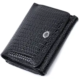 Жіночий стильний гаманець із фактурної натуральної шкіри ST Leather 22732 чорний - мініатюра 1