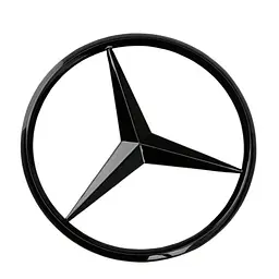 Емблема задня Mercedes-Benz W221 чорна глянцева 82мм (3 направляючі + скотч) OEM A2217580058 - мініатюра 3