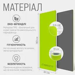 Килимок для йоги та фітнесу EasyFit TPE+TC 6 мм двошаровий лимонний-сірий - мініатюра 5