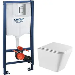 Комплект Grohe Set унітаз Quadro-0301-R + Інсталяція Grohe Rapid Sl 38772001 38772001QUADRO0301R, Білий