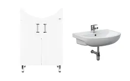 Тумба ПіК Kraft Декор Т1 + раковина Arteco 55 см Білий 30412