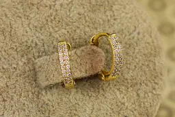 Сережки кільця Xuping Jewelry з камінням в 2 ряди 1,3 см лимонні - мініатюра 2