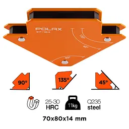 Магнітний тримач для зварювання Polax «Стріла» 70 × 80 × 14 мм (37-184) - мініатюра 2