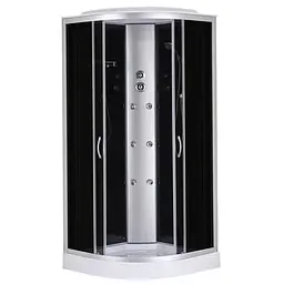 Душовий бокс з гідромасажем Mixxus Strong SBH02-90x90x215-GR Satin низький піддон MI6891, Хром матовый, тонований, хром матовий